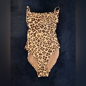 Women's Leopard Print Wrap Belt Medium Coverage One Piece Swimsuit